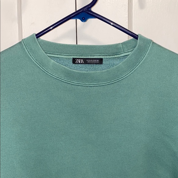 Zara Small Green Crewneck Sweater with Oversized Fit - Picture 4 of 14